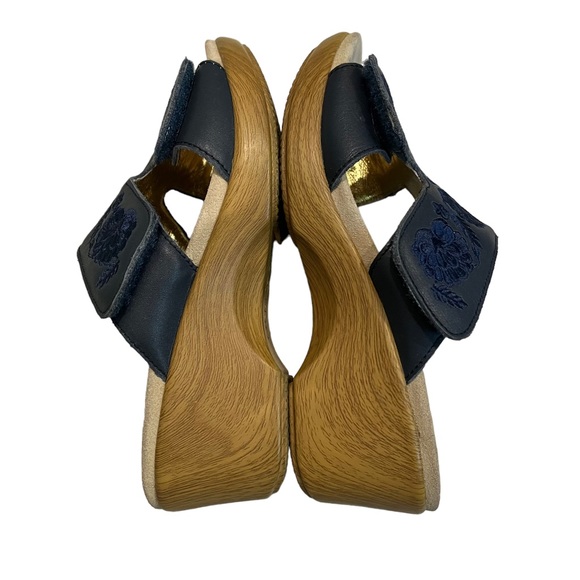 Alegria LIN-622N Blue Floral Embroidered Wedge Sandals, Sz 37 - Picture 10 of 15